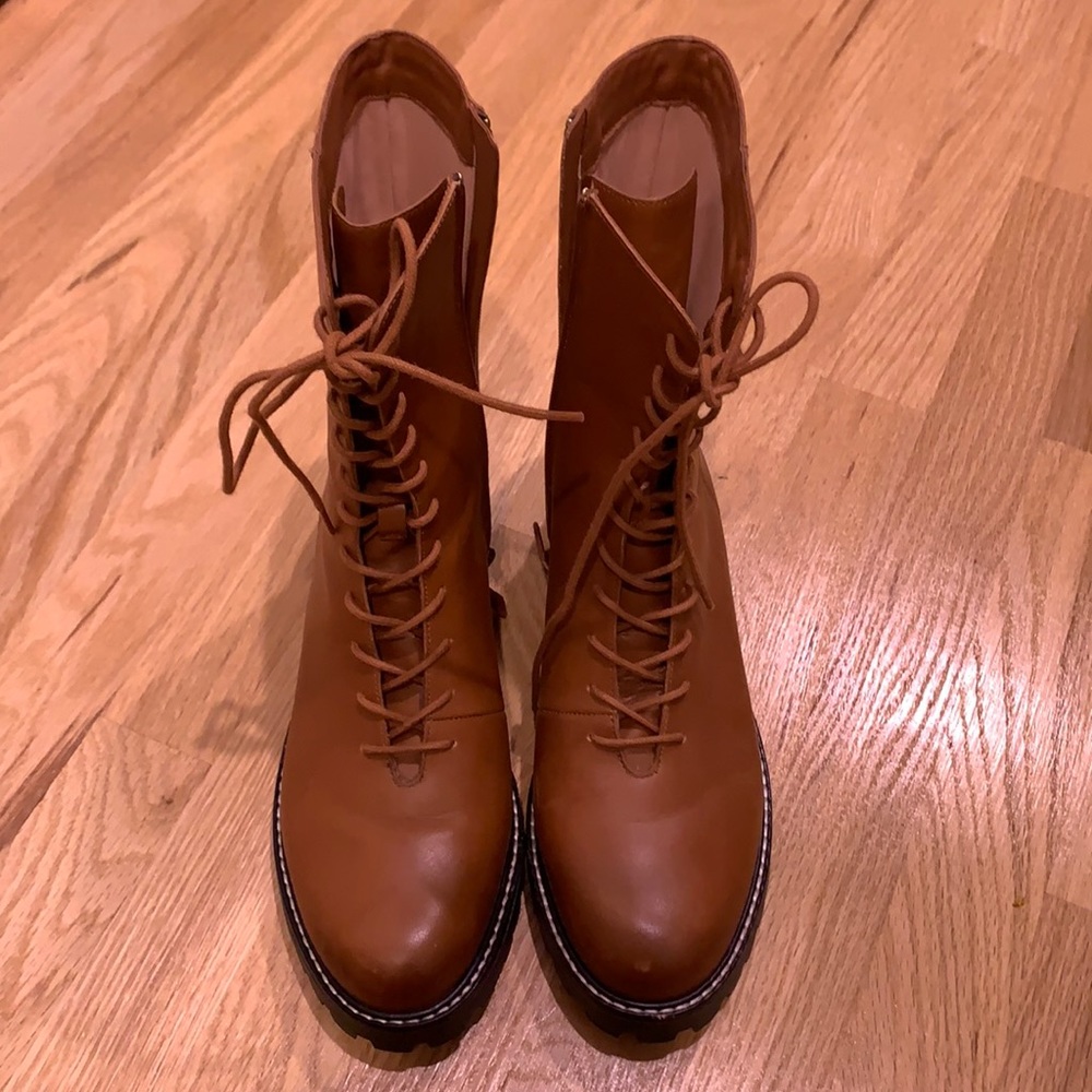 JCrew Gwen Leather Lug Sole Lace-up Tall Shaft Boot